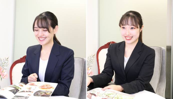 アンジェパティオのチーフプランナー・小林さん(左)、ウエディングプランナー・島田さん(右)