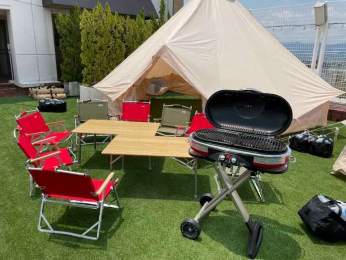 グランピングBBQエリアの様子