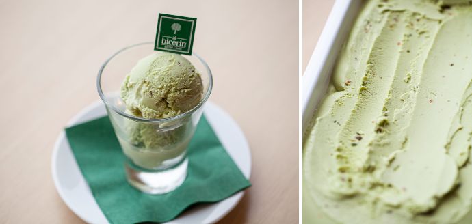 東京都渋谷区千駄ヶ谷にある老舗カフェ「Bicerin SHINJUKU TAKASHIMAYA 〜新宿高島屋店〜」のピスタチオジェラート