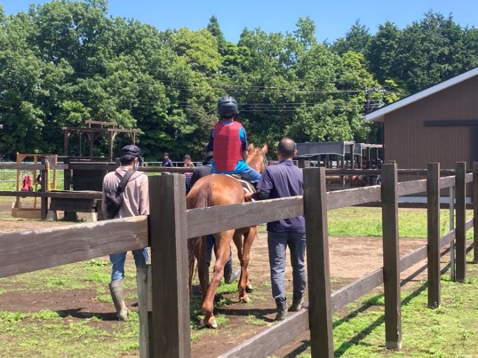エコ・パーク論所原での乗馬体験の様子