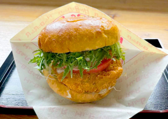 道の駅燕趙園で食べられるあごかつバーガー