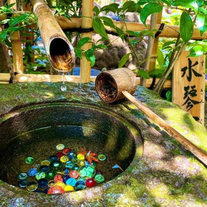 ビー玉が沈む普賢寺の水琴窟