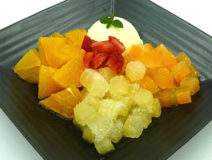 静岡県賀茂郡にある「ふたつぼり」の季節のオレンジと果汁キューブ