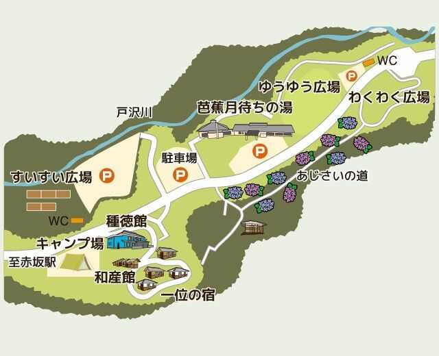 山梨県都留市にある「和みの里」の全体図