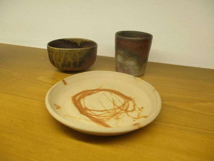 「備前焼窯元 宝山窯」での陶芸体験の完成作品(焼成後)