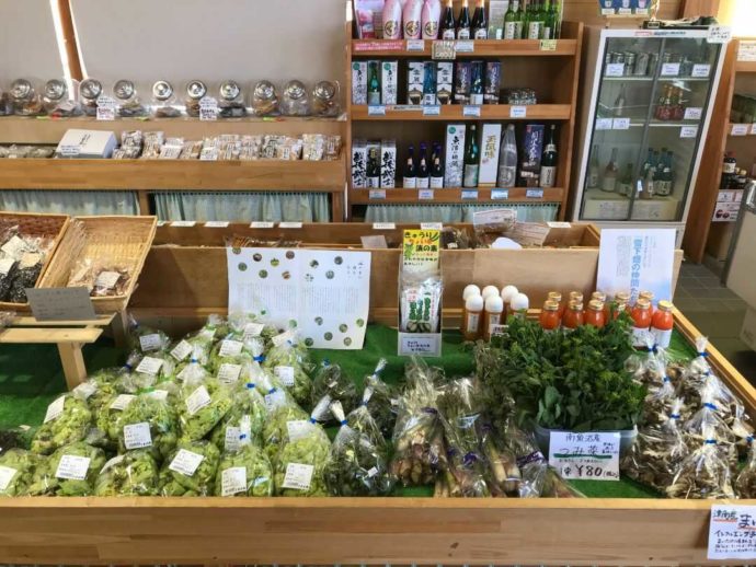 道の駅「いりひろせ」で販売されている地元の野菜などの特産品