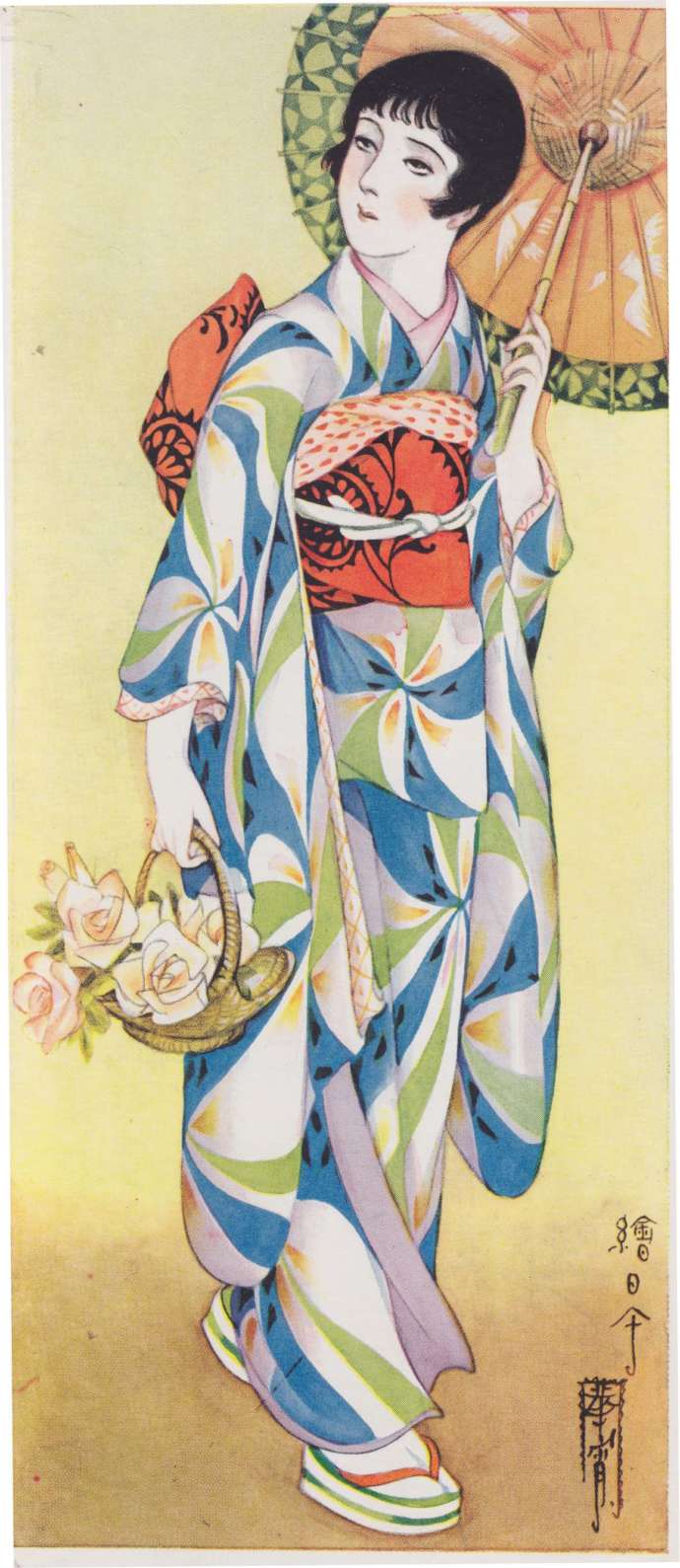 高畠華宵大正ロマン館にある「絵日傘」