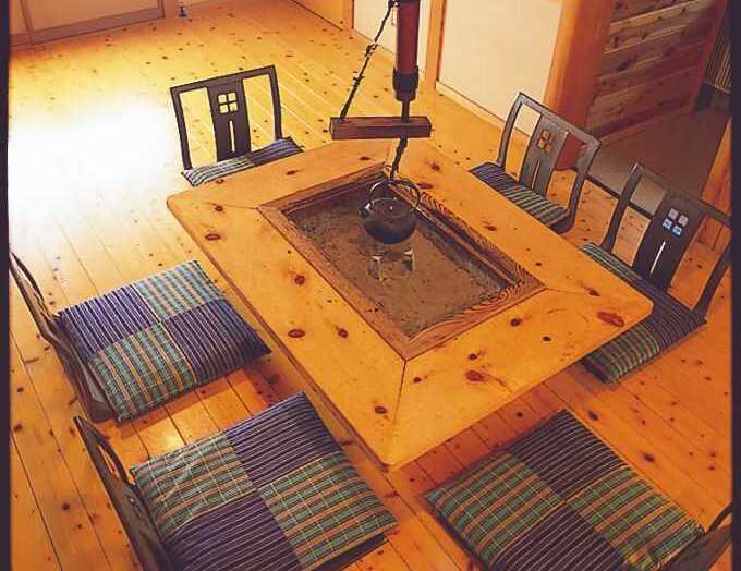 道の駅「川根温泉」のコテージに備わっている囲炉裏