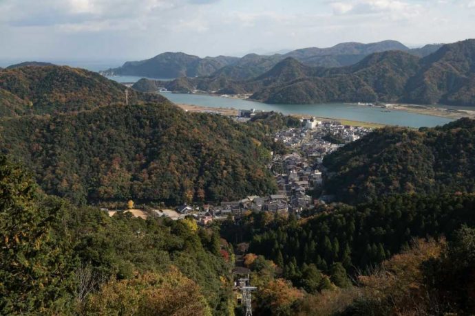 城崎温泉街の俯瞰写真