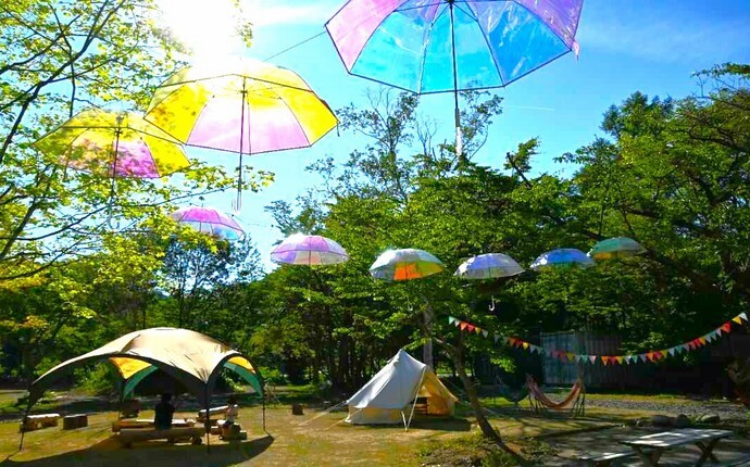 岩手県北上市にあるサンシャインスタイルビレッジのキャンプ場