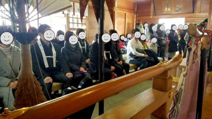 駒林神社の厄除祭に参加した人々