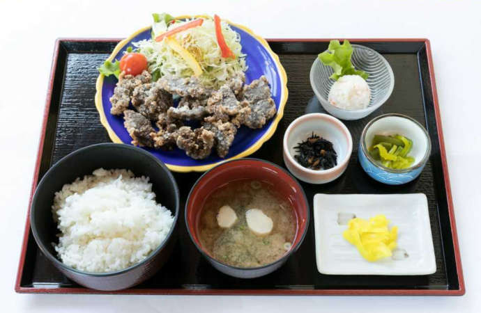 道の駅たいじの鯨竜田揚げ定食