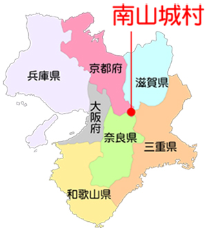 南山城村とその周辺の地図
