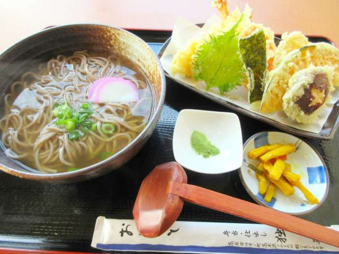 食事処「レストラン道の駅マキノ追坂峠」で供される「天ぷらそば(温)」