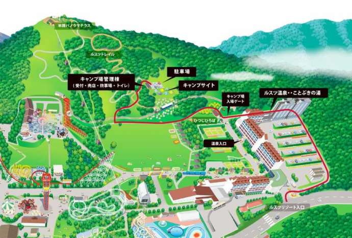「ルスツ山はともだちキャンプ場」のマップ