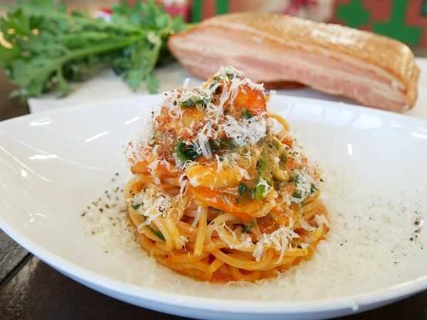 宮城県仙台市にある「せんだい農業園芸センター」のレストランでいただけるパスタ