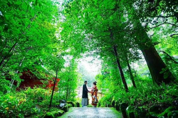 湘南プレミアムWeddingでは緑が美しい林の中での挙式も叶う