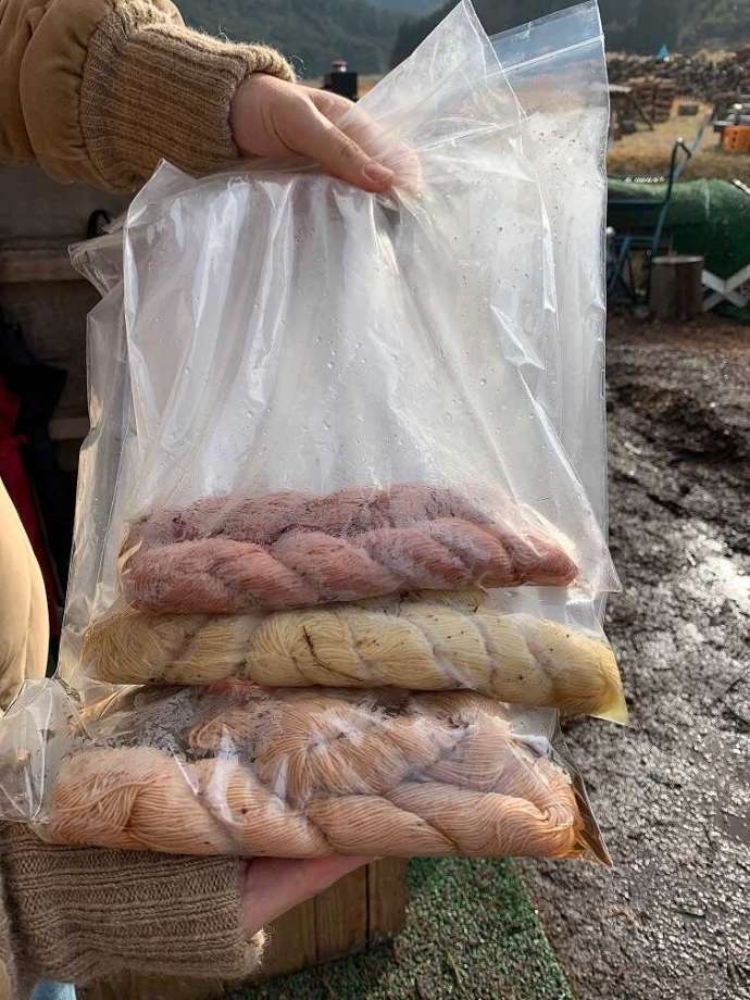 杉乃精の草木染で染めた糸