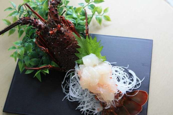 鳥羽マルシェ内で食べられる伊勢海老のお造り
