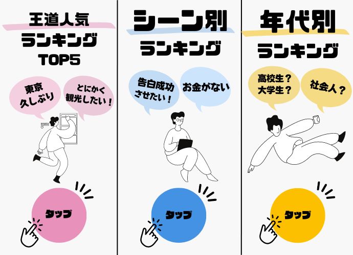 東京デートの「王道・シーン別・年代別」
