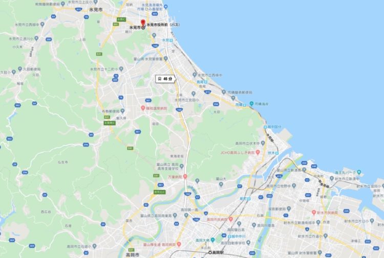 高岡駅から氷見までの道順