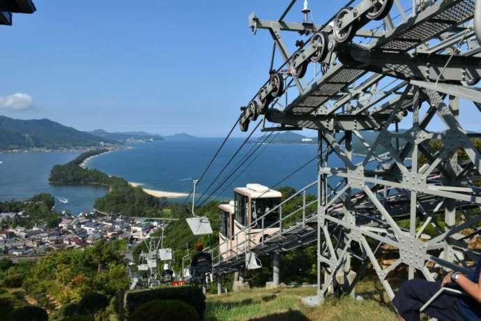 天橋立ビューランドのリフトから天橋立を眺める